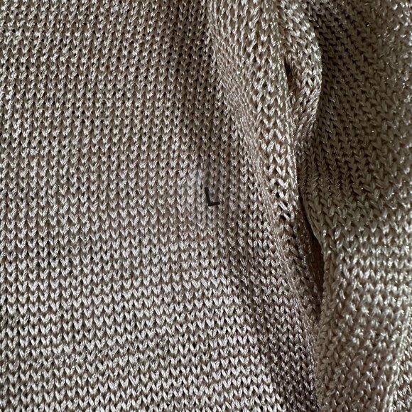 New York Company Sweater Womens Large Gold Metallic Knit V Neck Pullover Shimmer - Picture 5 of 9